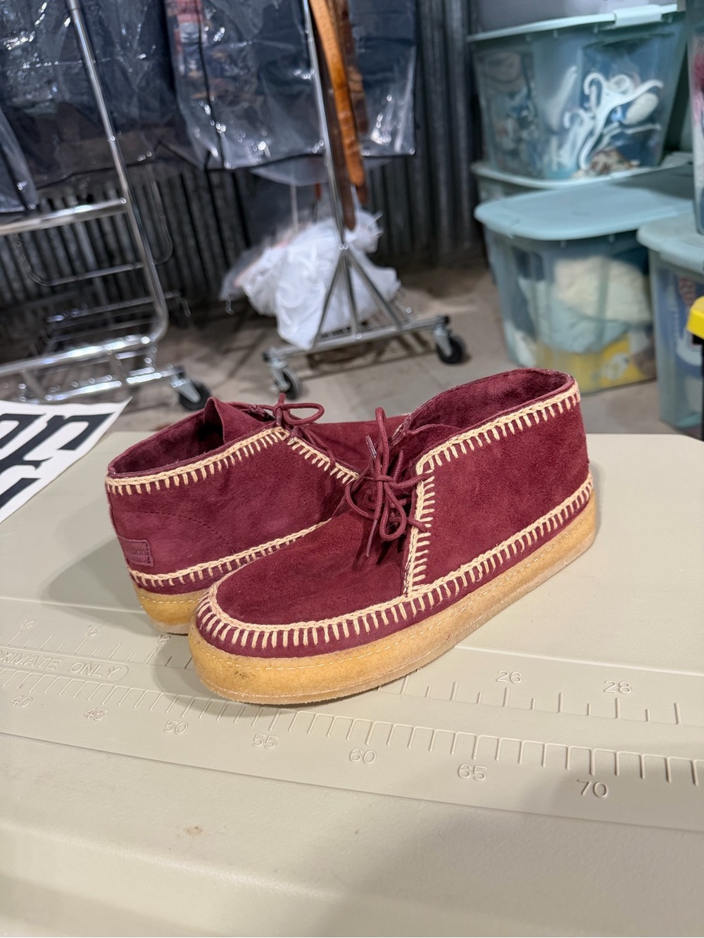 Women’s Burgundy Suede Moccasin Ankle Shoes